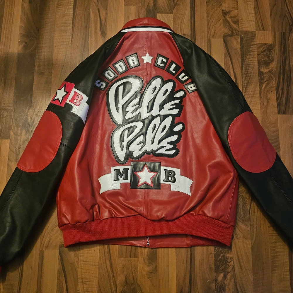 Pelle Pelle Red and Black Varsity Jacket - Picture 2 of 4
